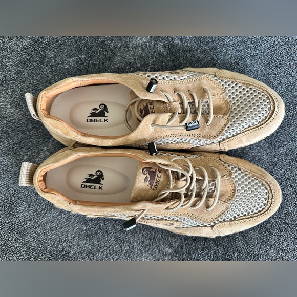 DBECK Men's Lightweight Beige Mesh Suede Casual Sneakers, Size 9 (US), 42 (EU) - Picture 4 of 6